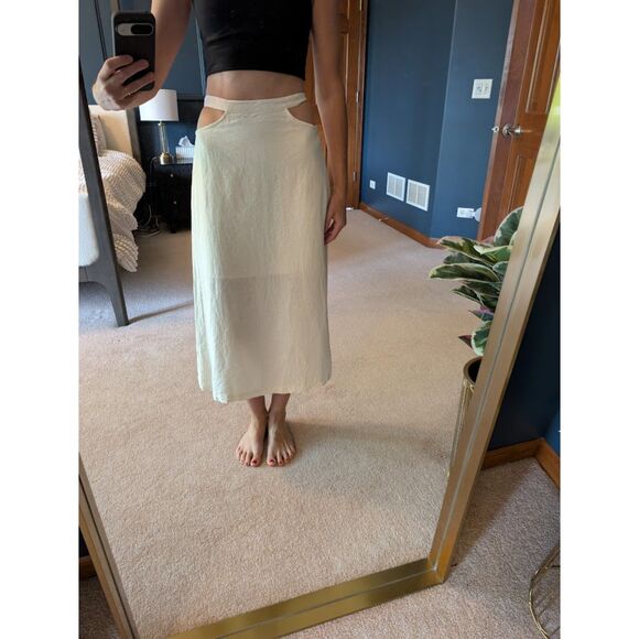 WeWoreWhat Cutout Waist Linen Blend Midi Skirt size XS - Picture 3 of 10